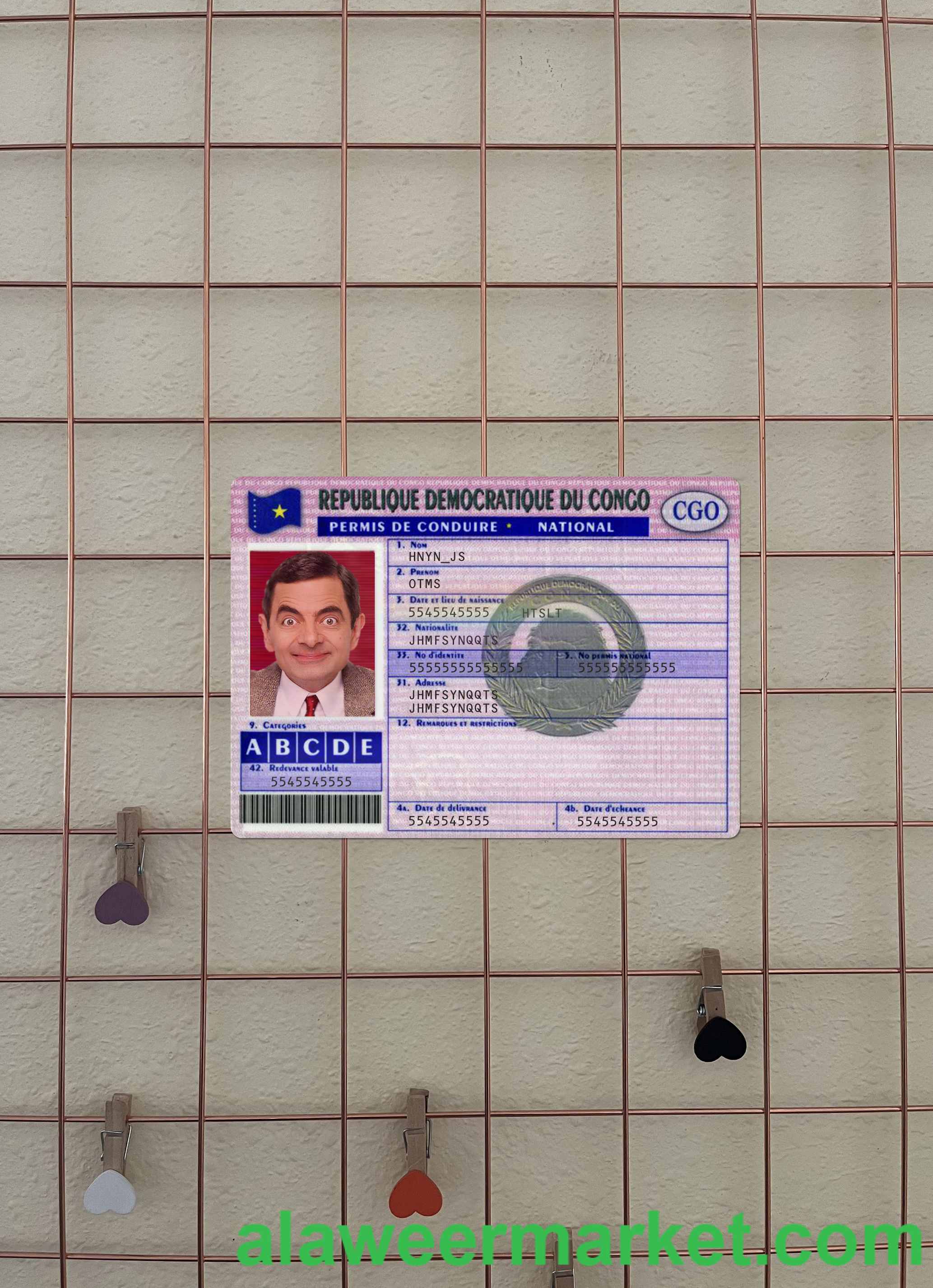 Congo driving license version 3 photolook FRONT